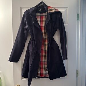 Women's Navy Blue Hooded Rain Jacket